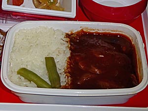 JAL　成田－デリー機内食　ハヤシライス